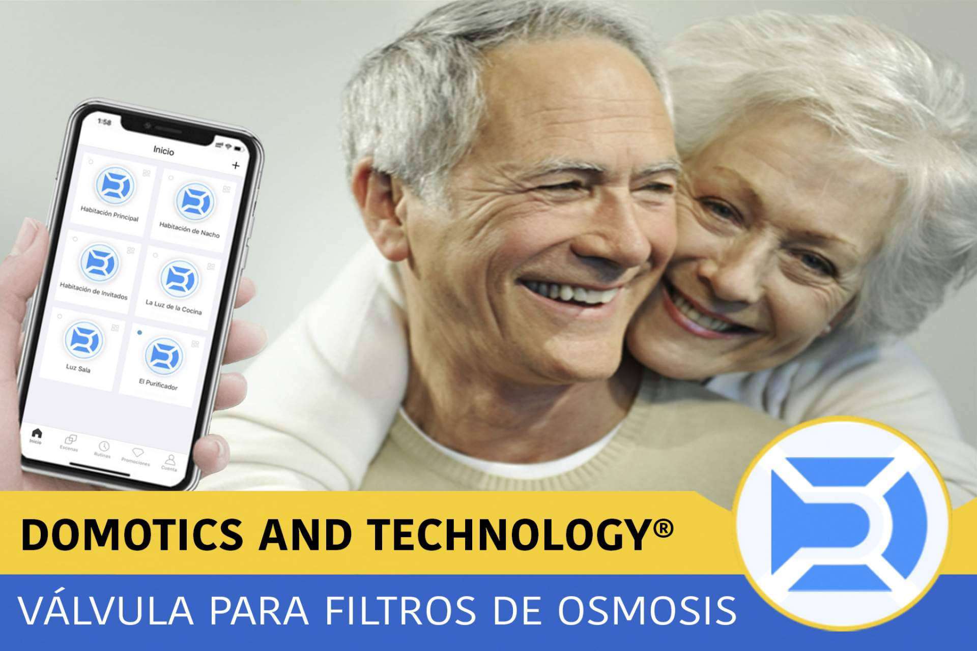 Agua osmotizada con la válvula inteligente de Domotics and Technology