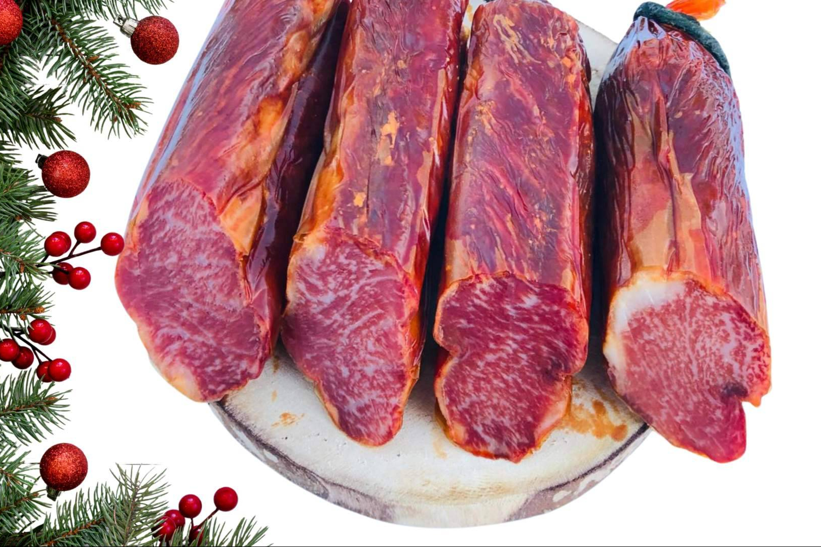 Navidad ibérica en Higuera de la Sierra; Paulino presenta sus jamones y chacinas de producción propia en edición limitada